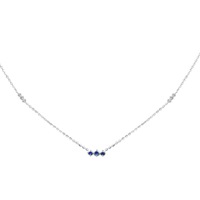 DIAMOND CLOSEOUT! .32ct G SI 14K White Gold Diamond & Blue Sapphire Pendant Necklace 16 + 2" Ext