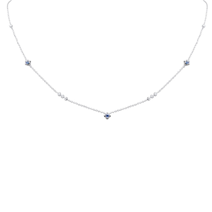 DIAMOND CLOSEOUT! .37ct G SI 14K White Gold Diamond & Blue Sapphire Pendant Necklace 16 + 2" Ext