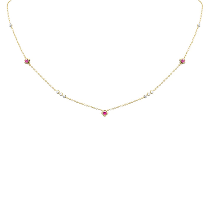 DIAMOND CLOSEOUT! .36ct G SI 14K Yellow Gold Diamond & Ruby Pendant Necklace 16 + 2" Ext