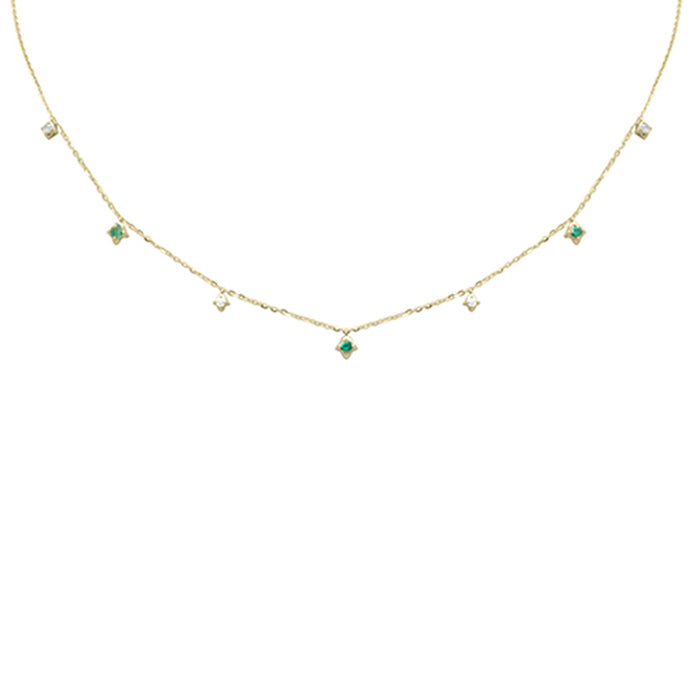 SPECIAL! .33ct G SI 14K Yellow Gold Diamond & Emerald Pendant Necklace 16 + 2" Ext