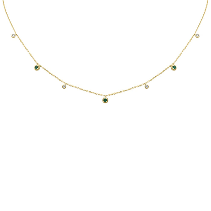 SPECIAL! .26ct G SI 14K Yellow Gold Diamond & Emerald Pendant Necklace 16 + 2" Ext