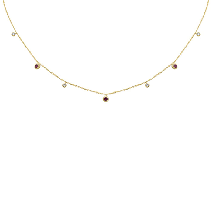 DIAMOND CLOSEOUT! .28ct G SI 14K Yellow Gold Diamond & Ruby Pendant Necklace 16 + 2" Ext