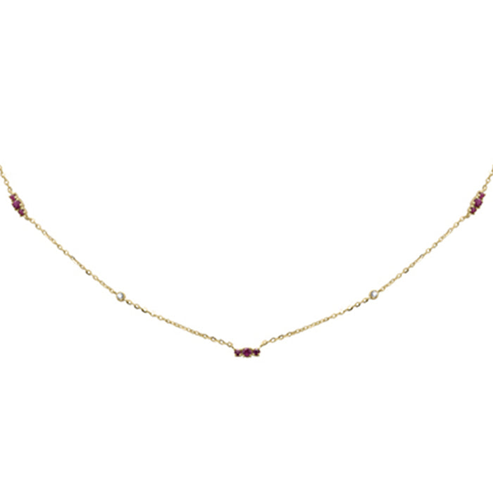 .29ct G SI 14K Yellow Gold Diamond & Ruby Pendant Necklace 16 + 2" Ext