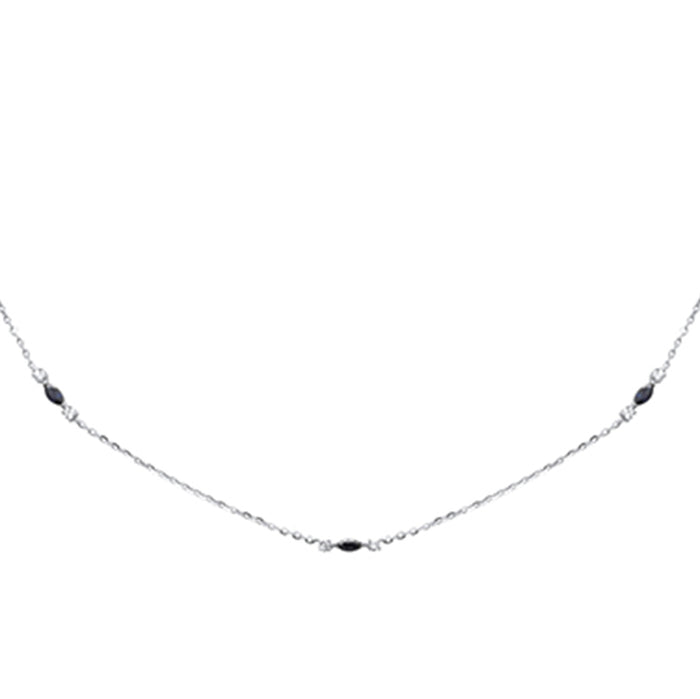 DIAMOND CLOSEOUT! .40ct G SI 14K White Gold Diamond & Blue Sapphire Pendant Necklace 16 + 2" Ext