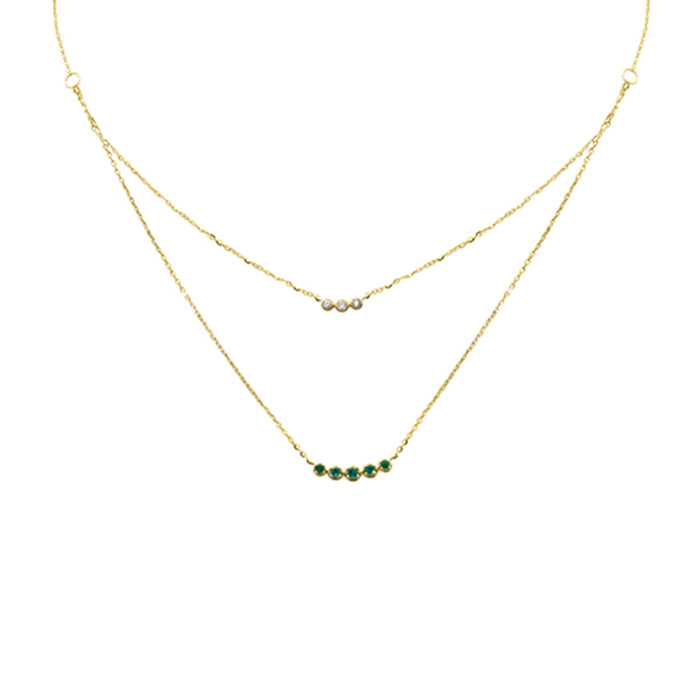 SPECIAL! .14ct G SI 14K Yellow Gold Diamond & Emerald Pendant Necklace 16 + 2" Ext
