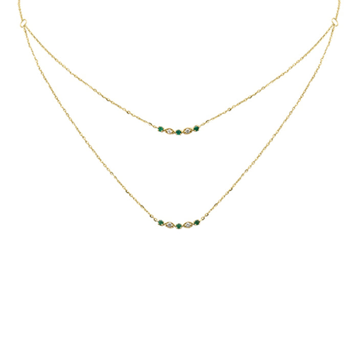 DIAMOND CLOSEOUT! .22ct G SI 14K Yellow Gold Diamond & Emerald Pendant Necklace 16 + 2" Ext