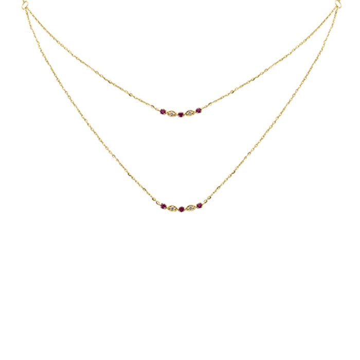 DIAMOND CLOSEOUT! .25ct G SI 14K Yellow Gold Diamond & Ruby Pendant Necklace 16 + 2" Ext