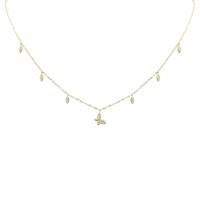 DIAMOND CLOSEOUT! .16ct G SI 14K Yellow Gold Diamond Butterfly Pendant Necklace 16+2" Long