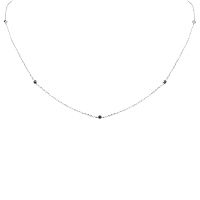 DIAMOND CLOSEOUT! .16ct G SI 14K White Gold Diamond Blue Sapphire Pendant Necklace 14+2" Long