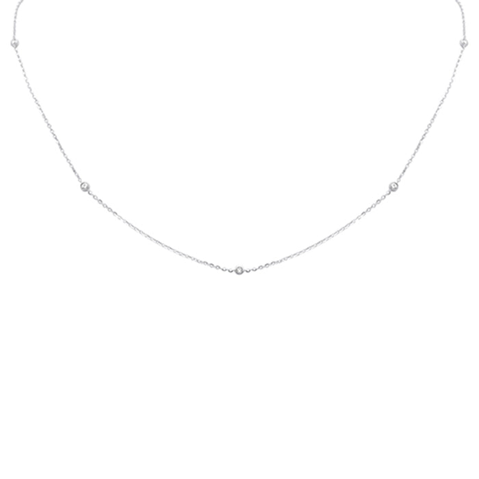 .13ct G SI 14K White Gold Diamond Pendant Necklace 14+2" Long