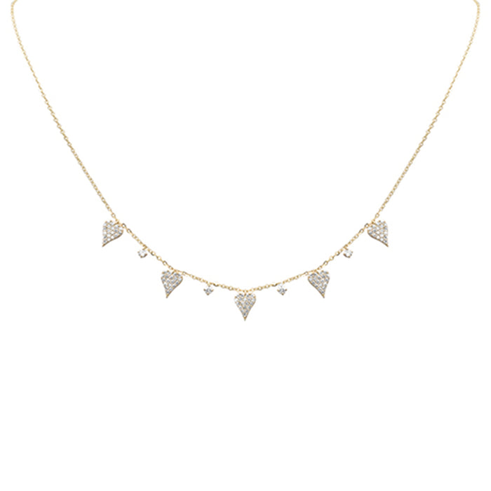 SPECIAL! .59ct G SI 14K Yellow Gold Diamond Heart Dangling Pendant Necklace 16+2" Long