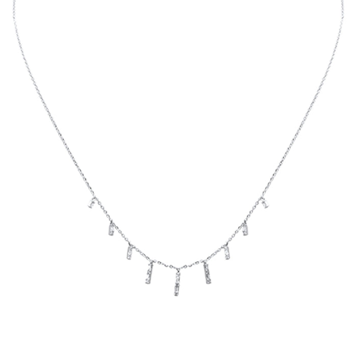 .19ct G SI 14K White Gold Diamond Dangling Necklace 16+2" Long