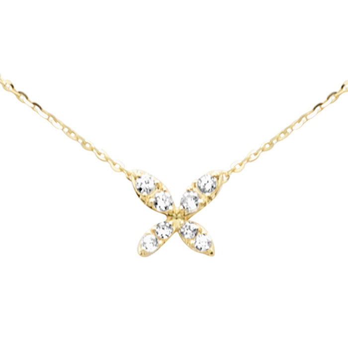 SPECIAL!.16ct G SI 14K Yellow Gold Diamond Flower Pendant Necklace 16+2" Ext
