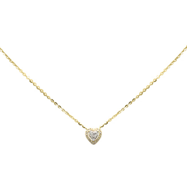 DIAMOND CLOSEOUT! .10ct G SI 14K Yellow Gold Diamond Heart Pendant Necklace 16+2" Long