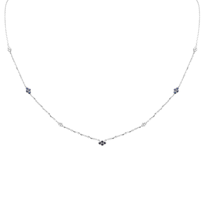 DIAMOND CLOSEOUT! .39ct G SI 14K White Gold Diamond & Blue Sapphire Gemstone Pendant Necklace 16+2" Long