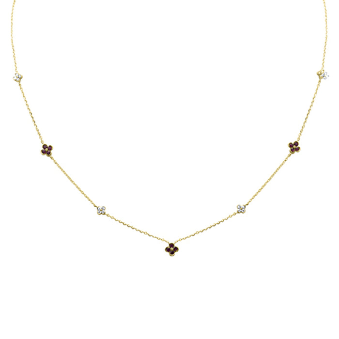 DIAMOND CLOSEOUT! .38ct G SI 14K Yellow Gold Diamond & Ruby Gemstone Pendant Necklace 16+2" Long