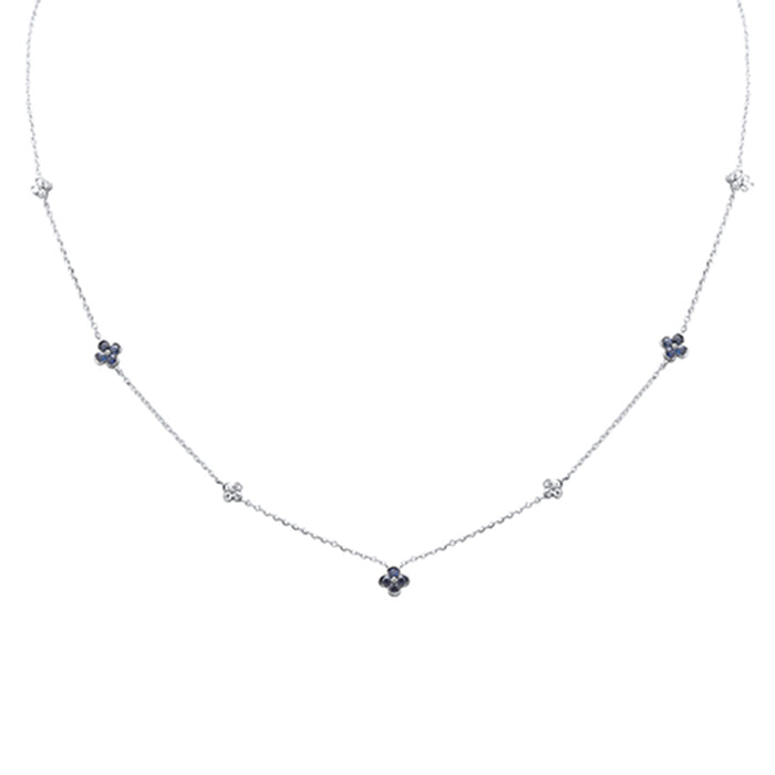 DIAMOND CLOSEOUT! .44ct G SI 14K White Gold Diamond & Blue Sapphire Gemstone Pendant Necklace 16+2" Long