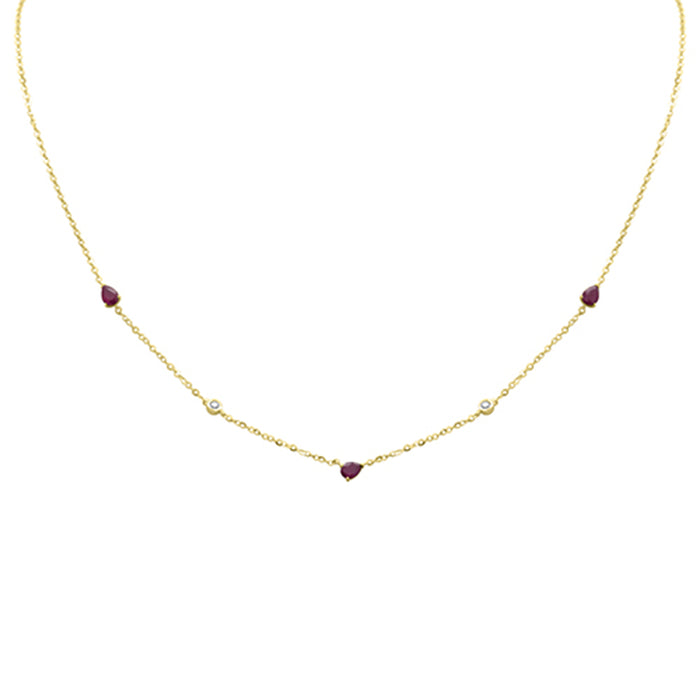 .60ct G SI 14K Yellow Gold Diamond & Ruby Pendant Pendant Necklace 16+2" Long
