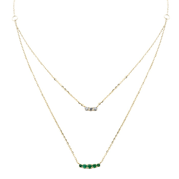 DIAMOND CLOSEOUT! .30ct G SI 14K Yellow Gold Diamond & Emerald Gemstone Pendant Necklace 16+2" Long