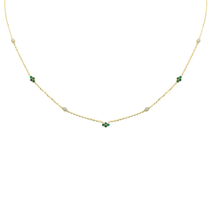DIAMOND CLOSEOUT! .29ct G SI 14K Yellow Gold Diamond & Emerald Gemstone Pendant Necklace 16+2" Long