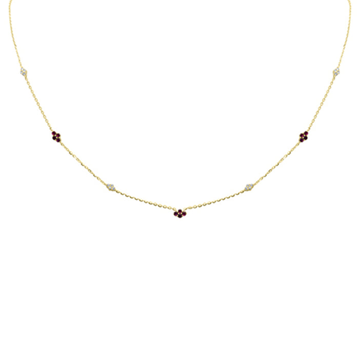 DIAMOND CLOSEOUT! .41ct G SI 14K Yellow Gold Diamond & Ruby Gemstone Pendant Necklace 16+2" Long