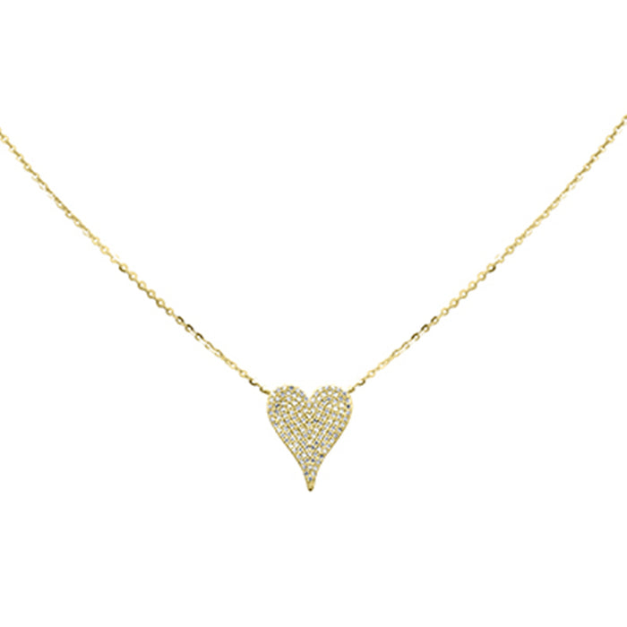 SPECIAL! .24ct G SI 14K Yellow Gold Diamond Heart Pendant Necklace 16+2" Long