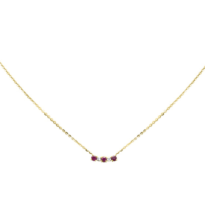 .32ct G SI 14K Yellow Gold Diamond & Ruby Gemstone Pendant Necklace 16+2" Long