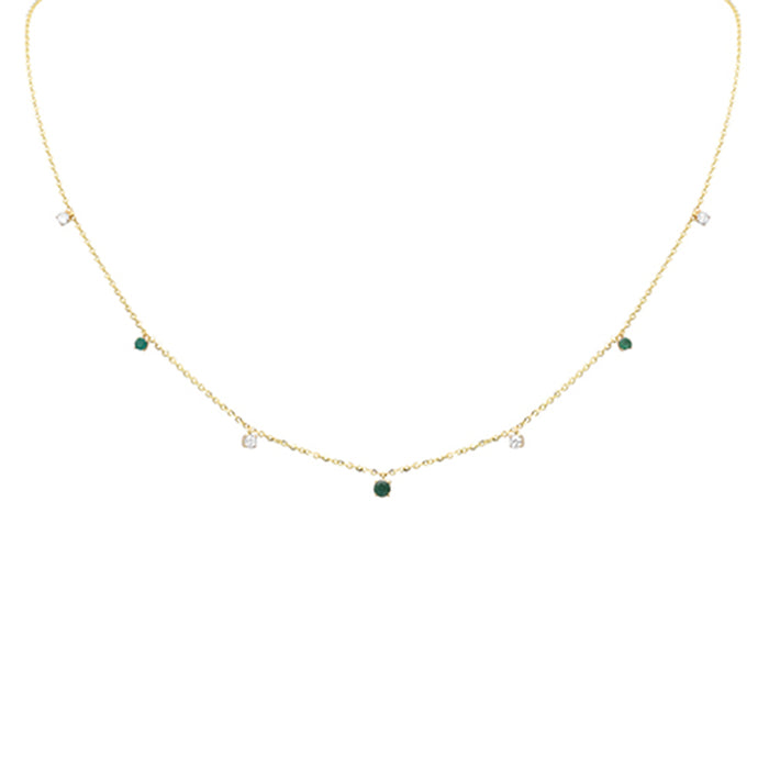 DIAMOND CLOSEOUT! .34ct G SI 14K Yellow Gold Diamond & Emerald Gemstone Pendant Necklace 16+2" Long