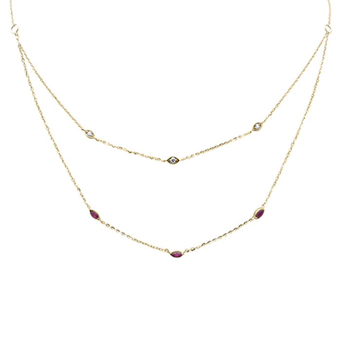 DIAMOND CLOSEOUT! .32ct G SI 14K Yellow Gold Diamond & Ruby Gemstone Pendant Necklace 16+2" Long