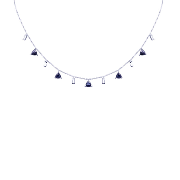 GEMSTONE CLOSEOUT! 3.17ct G SI 14K White Gold Diamond & Blue Sapphire Pendant Necklace 16 + 2" Ext