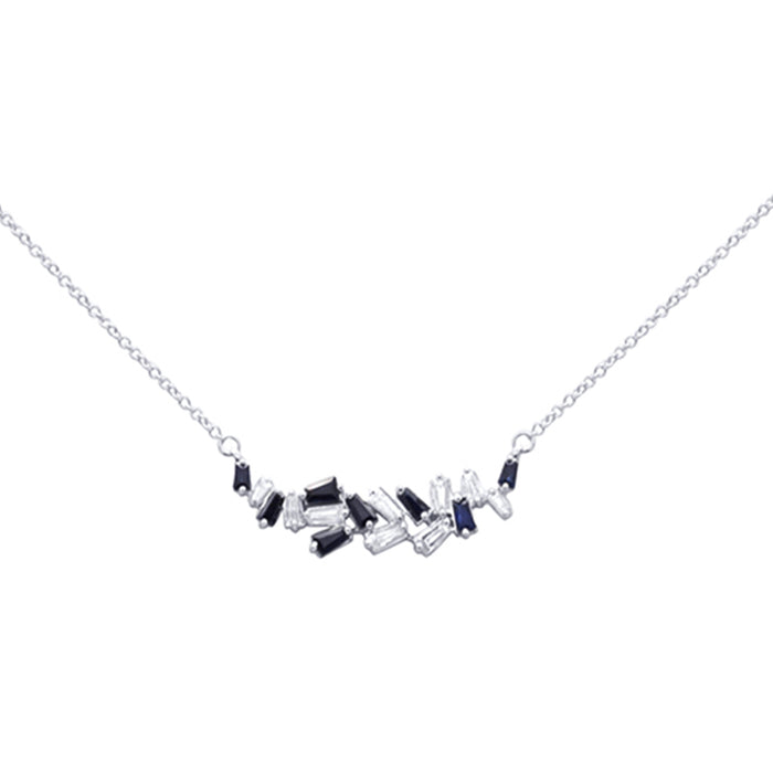 DIAMOND CLOSEOUT! .80ct G SI 14K White Gold Diamond & Blue Sapphire Pendant Necklace 18"Long