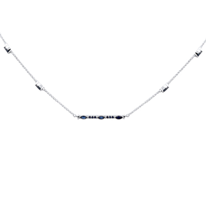DIAMOND CLOSEOUT! 1.07ct G SI 14K White Gold Blue Sapphire Gemstone Pendant Necklace 16 + 2" Ext