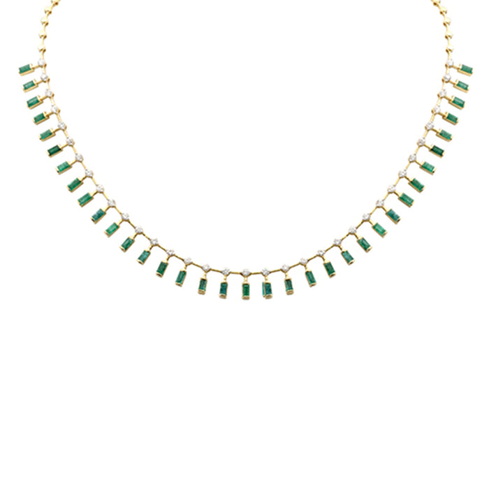 SPECIAL! 5.57ct G SI 14K Yellow Gold Diamond & Green Emerald Gemstone Necklace 16" Long