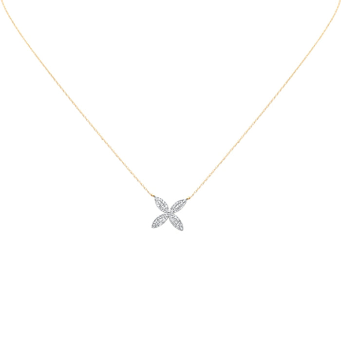 SPECIAL! .25ct G SI 14K Yellow Gold Diamond Flower Pendant Necklace 18" Long