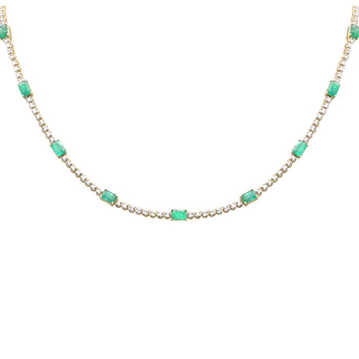 SPECIAL! 10.62ct F SI Round Diamond & Green Emerald Gemstone Necklace 18"