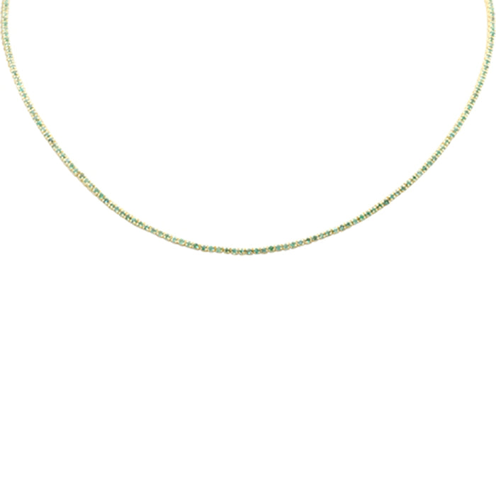 DIAMOND CLOSEOUT! 1.64ct G SI 14K Yellow Gold Emerald Gemstone Tennis Necklace 12" + 4" EXT