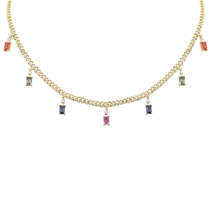 SPECIAL! 3.56ct G SI 14K Yellow Gold Diamond Multi Color Cuban Necklace 12" + 4" EXT
