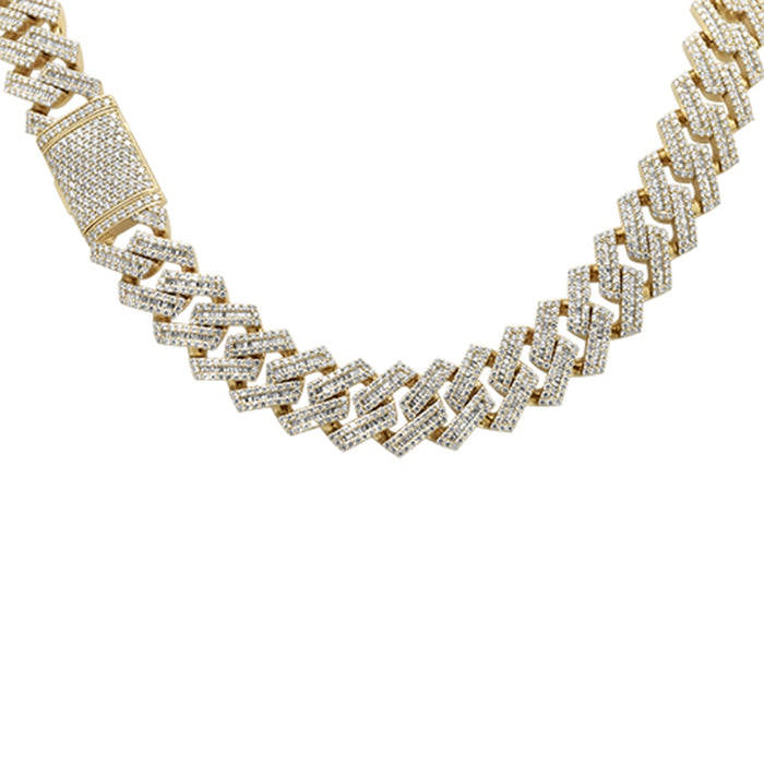 SPECIAL! 9MM 10.27ct G SI 14K Yellow Gold Baguette & Round Diamond Square Cuban Necklace 22" Long