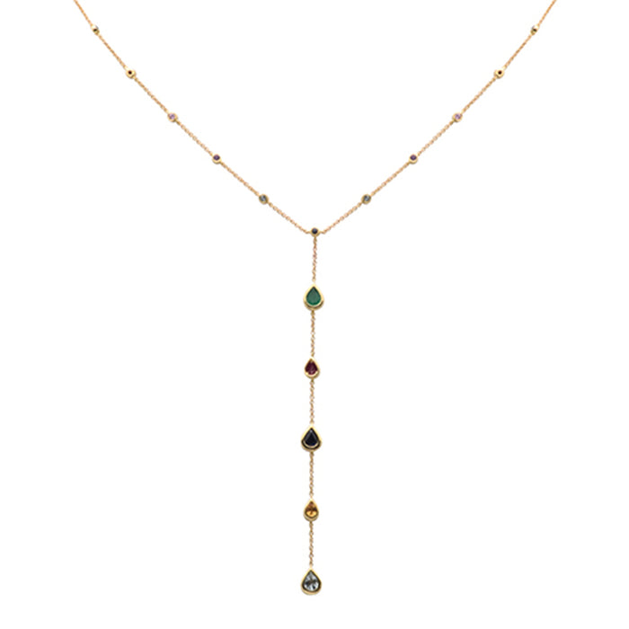 DIAMOND CLOSEOUT! 1.73ct G SI 14K Yellow Gold Diamond Multi Color Pendant Necklace 16+2" Long