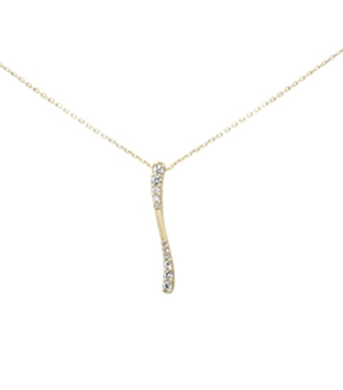 DIAMOND CLOSEOUT! .25ct G SI 14K Yellow Gold Diamond Bar Drop Pendant 18" Long Chain