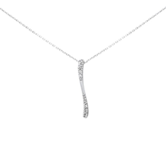 DIAMOND CLOSEOUT! .25ct G SI 14K White Gold Diamond Bar Drop Pendant 18" Long Chain