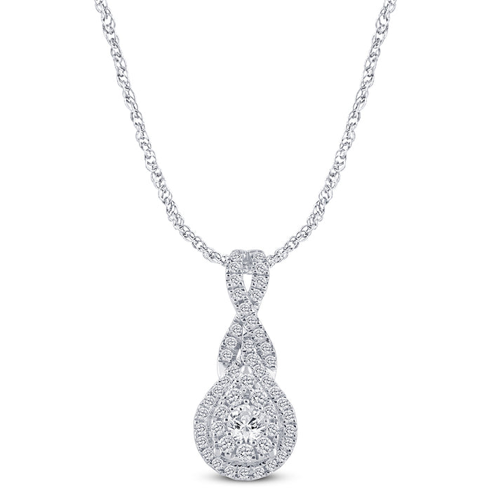 SPECIAL! .50ct G SI 14K White Gold Pear Shape Diamond Pendant Necklace 18" Long Chain