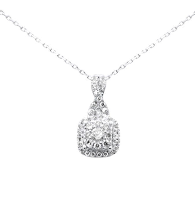 DIAMOND CLOSEOUT! .48ct G SI 14K White Gold Square Shape Diamond Pendant Necklace 18" Long Chain