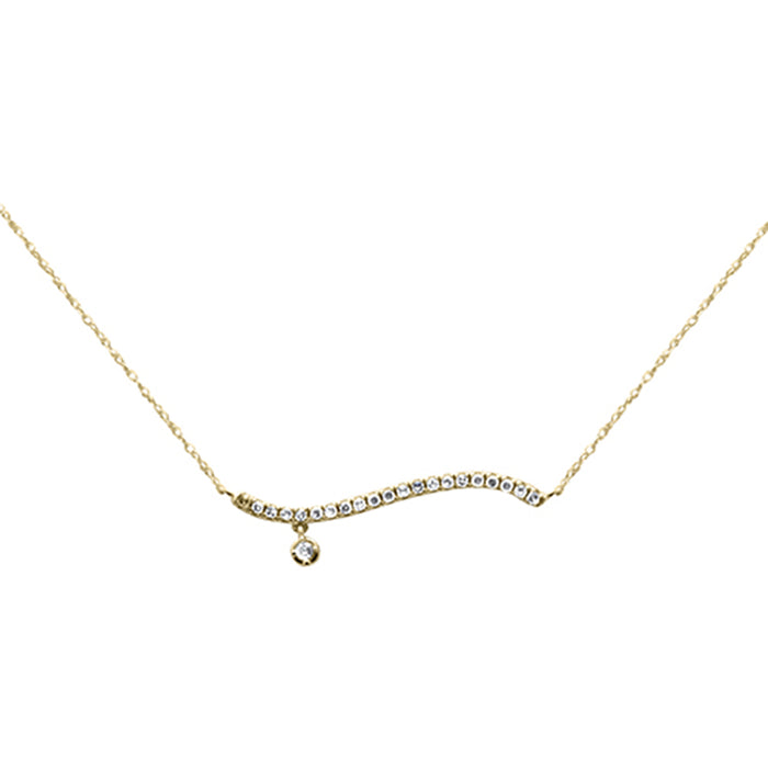 DIAMOND CLOSEOUT! .22ct G SI 14K Yellow Gold Diamond Sideways Bar Pendant 16" Long
