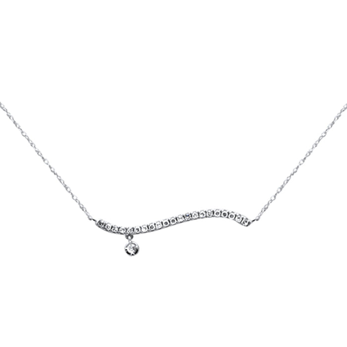 DIAMOND CLOSEOUT! .22ct G SI 14K White Gold Diamond Sideways Bar Pendant 16" Long