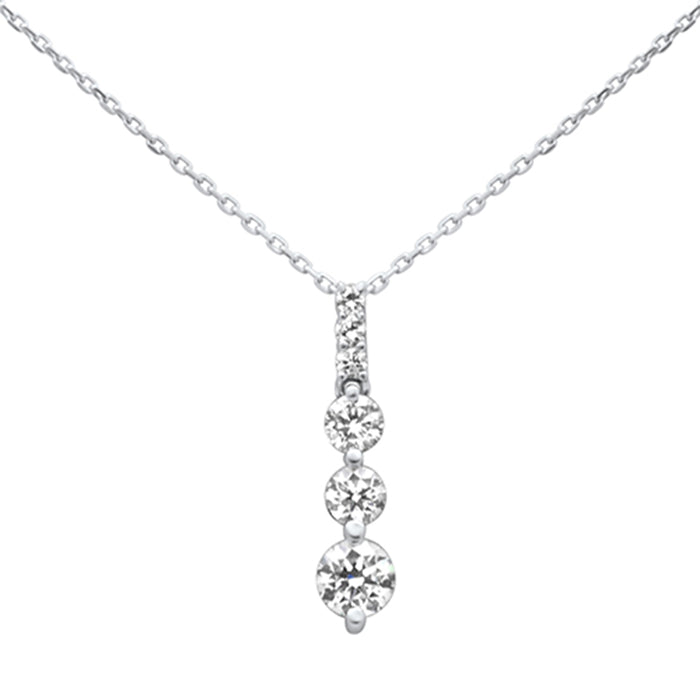 SPECIAL! 1.04ct G SI 14K White Gold Diamond Graduated Stones Drop Pendant 18" Long