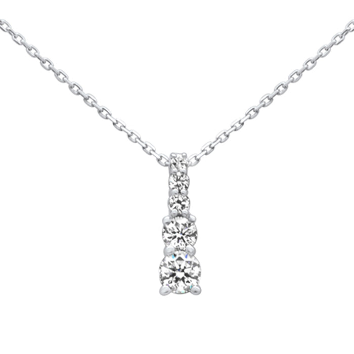SPECIAL! .62ct G SI 14K White Gold Diamond Graduated Stones Drop Pendant 18" Long