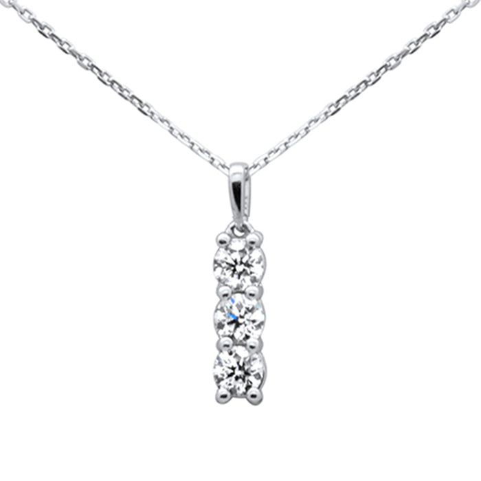 SPECIAL! .68ct G SI 14K White Gold Diamond 3-Stones Pendant Necklace 18" Long