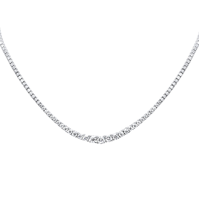 SPECIAL!10.70ct G SI 14K White Gold Diamond Graduated Stones Tennis Necklace 16" Long
