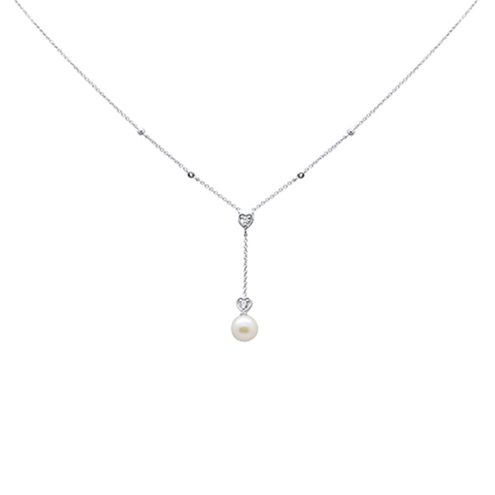 DIAMOND CLOSEOUT! 2.32ct G SI 14K White Gold Diamond & Pearl Stone Drop Pendant Necklace 18" Long